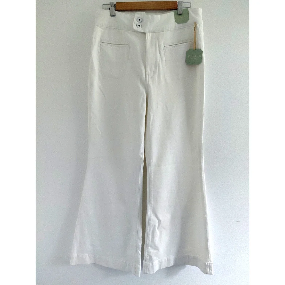 Ryegrass Jeans White Womens High Rise Super Flare Size 12 NEW Boho Coastal Chic - Picture 1 of 12
